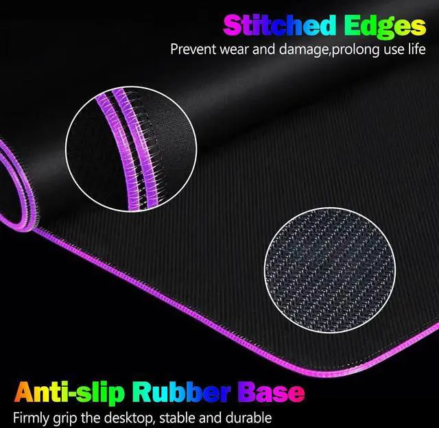 Alt view image 5 of 5 - RGB Gaming Mouse Pad, DINKY Large Extended Soft Led Mouse Pad with 14 Lighting Modes, Water Resist Keyboard Pad, Computer Keyboard Mousepads Mat 35.4x15.8 inches- Cute Mashroom