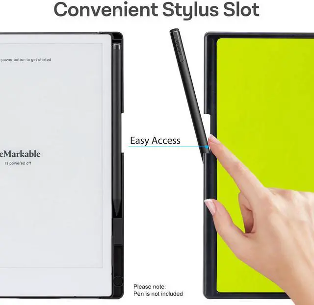 Alt view image 3 of 5 - CoBak Case for Remarkable 2 Tablet - Lightweight and Hard Back Shell Protective Book Folio Cover with Built-in Pen Holder - Only for 10.3" 2020 Released (Fluorescent Green)