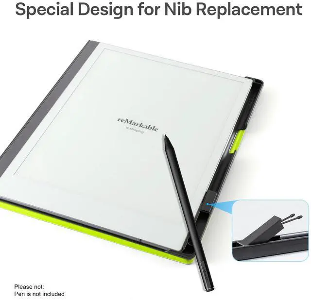 Alt view image 4 of 5 - CoBak Case for Remarkable 2 Tablet - Lightweight and Hard Back Shell Protective Book Folio Cover with Built-in Pen Holder - Only for 10.3" 2020 Released (Fluorescent Green)