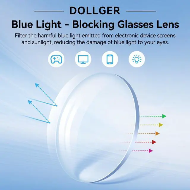 Alt view image 5 of 5 - Dollger Lightweight TR90 Blue Light Blocking Glasses, Anti Glare/Eye Strain/UV400 For Computer, Gaming, Phone Use, Comfortable Black Square Non-Prescription Frame