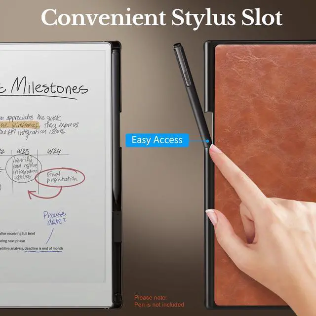 Alt view image 2 of 5 - CoBak Case for 11.8" Remarkable Paper Pro Color Tablet 2024 Released- Smart Auto Sleep/Wake Folio Lightweight Protective Cover with Built-in Pen Holder and Nibs Holder (Vintage Brown)