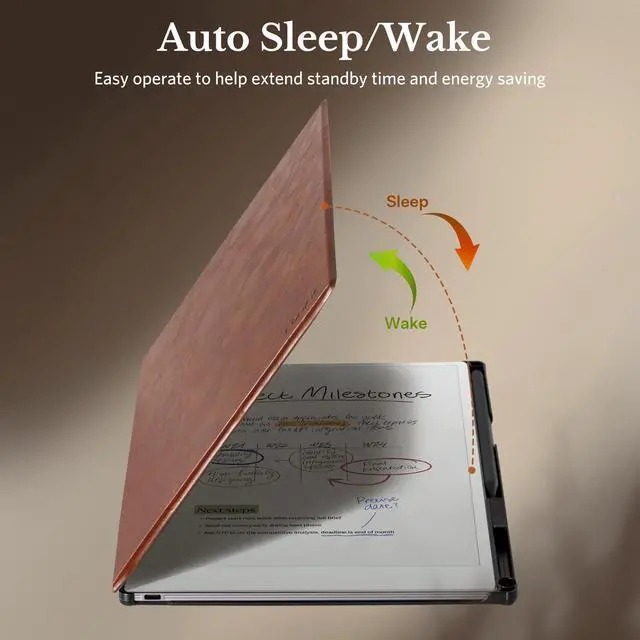 Alt view image 4 of 5 - CoBak Case for 11.8" Remarkable Paper Pro Color Tablet 2024 Released- Smart Auto Sleep/Wake Folio Lightweight Protective Cover with Built-in Pen Holder and Nibs Holder (Vintage Brown)
