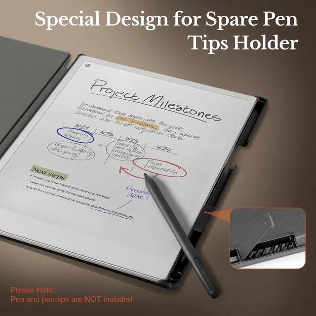 Alt view image 3 of 5 - CoBak Case for 11.8" Remarkable Paper Pro Color Tablet 2024 Released- Smart Auto Sleep/Wake Folio Lightweight Protective Cover with Built-in Pen Holder and Nibs Holder (Vintage Brown)