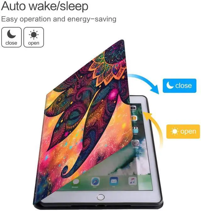 Alt view image 4 of 5 - Case for All-New  Kindle Fire HD 8 & 8 Plus Tablet (12th Gen/10th Generation,2022/2020 Release) 8 inch,PU Leather Folio Stand Case with Auto Sleep/Wake,Mandala