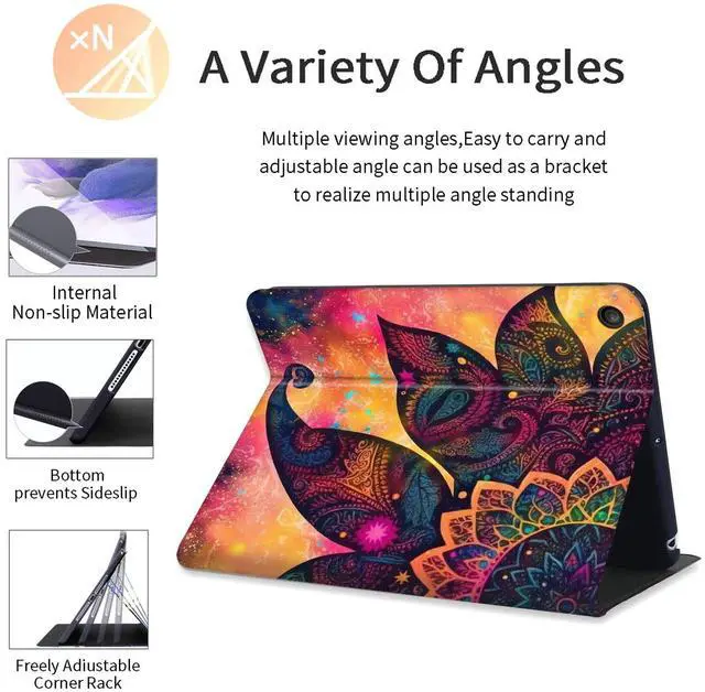 Alt view image 3 of 5 - Case for All-New  Kindle Fire HD 8 & 8 Plus Tablet (12th Gen/10th Generation,2022/2020 Release) 8 inch,PU Leather Folio Stand Case with Auto Sleep/Wake,Mandala