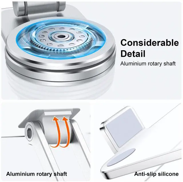 Alt view image 4 of 5 - CreaDream Acrylic Tablet Stand Holder with 360 Rotating Base, Foldable Adjustable Transparent Tablet Holder for Desk Home Office, Compatible with iPad Pro Air Mini and More, Clear