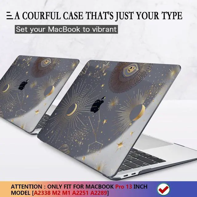 Alt view image 3 of 5 - CISSOOK Case for MacBook Pro 13 Inch 2025-2020 Release Model M2 Chip A2338 M1 A2251 A2289, Black Style Hard Cover with Keyboard Cover for M2 MacBook Pro 13 with Touch Bar,Moon Star