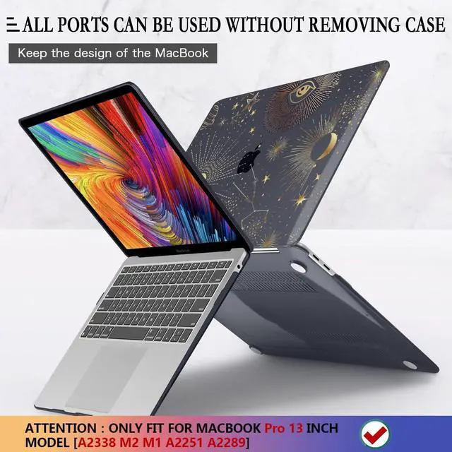 Alt view image 5 of 5 - CISSOOK Case for MacBook Pro 13 Inch 2025-2020 Release Model M2 Chip A2338 M1 A2251 A2289, Black Style Hard Cover with Keyboard Cover for M2 MacBook Pro 13 with Touch Bar,Moon Star