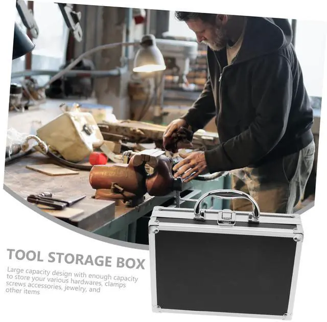 Alt view image 5 of 5 - COLLBATH Box Aluminum Hard Cases Emergency Kit Cash Money Hard Case Suitcase Laptop Carrying Case Case Cosmetic Carrying Case Laptop Briefcase Home Tools Portable Travel Flat