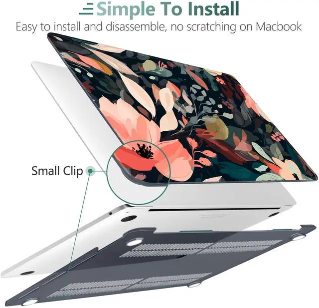 Alt view image 3 of 5 - DONGKE Compatible with MacBook Pro 13 inch Case 2024 2023-2020 Release A2338 M2/M1 A2251 A2289 with Retina Display & Touch ID, Plastic Hard Shell & Keyboard Cover & Screen Film - Painted Florals