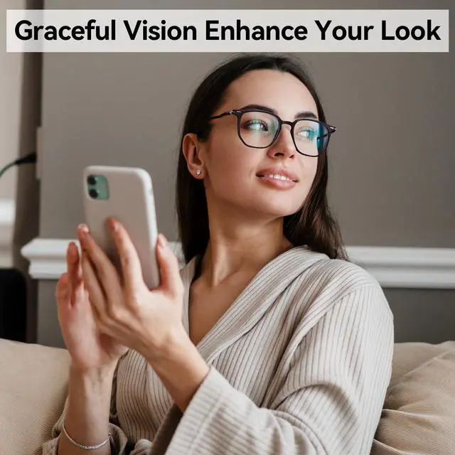 Alt view image 4 of 5 - Dollger Blue light Glasses for Women Oversized Anti Blue Light Blocking Glasses Frame Eye Strain Computer Eyewear Black