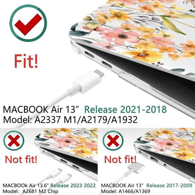 Alt view image 2 of 5 - DONGKE Compatible with MacBook Air 13 inch Case 2021 2020 2019 2018 Release A2337 M1 A2179 A1932 with Retina Display Touch ID, Plastic Hard Shell & Keyboard Cover - Color Daisy