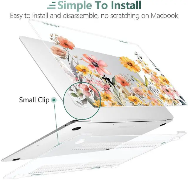 Alt view image 4 of 5 - DONGKE Compatible with MacBook Air 13 inch Case 2021 2020 2019 2018 Release A2337 M1 A2179 A1932 with Retina Display Touch ID, Plastic Hard Shell & Keyboard Cover - Color Daisy