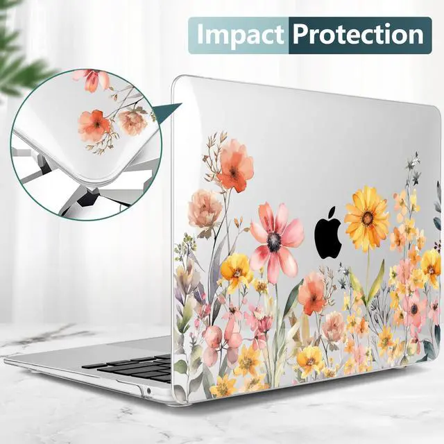 Alt view image 5 of 5 - DONGKE Compatible with MacBook Air 13 inch Case 2021 2020 2019 2018 Release A2337 M1 A2179 A1932 with Retina Display Touch ID, Plastic Hard Shell & Keyboard Cover - Color Daisy