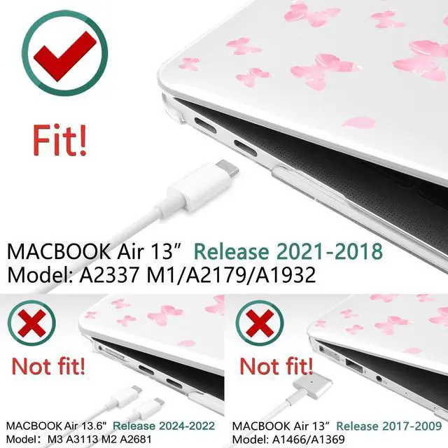 Alt view image 2 of 5 - DONGKE Compatible with MacBook Air 13 inch Case 2021 2020 2019 2018 Release A2337 M1 A2179 A1932 with Retina Display & Touch ID, Plastic Hard Shell & Keyboard Cover - Flower Blossoms