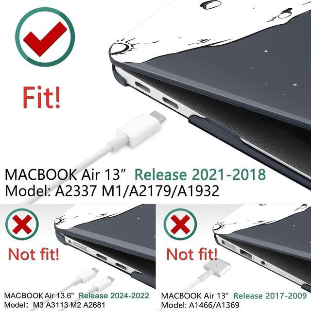 Alt view image 2 of 5 - DONGKE Compatible with MacBook Air 13 inch Case 2021 2020 2019 2018 Release A2337 M1 A2179 A1932 with Retina Display & Touch ID, Plastic Hard Shell & Keyboard Cover - Astronaut