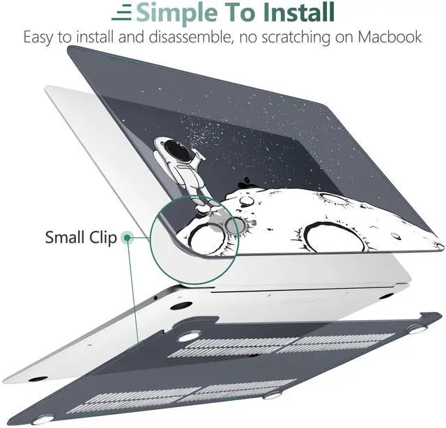 Alt view image 4 of 5 - DONGKE Compatible with MacBook Air 13 inch Case 2021 2020 2019 2018 Release A2337 M1 A2179 A1932 with Retina Display & Touch ID, Plastic Hard Shell & Keyboard Cover - Astronaut