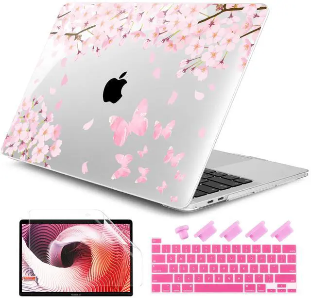 Main image of DONGKE Compatible with MacBook Pro 13 inch Case 2024 2023-2020 Release A2338 M2/M1 A2251 A2289 with Retina Display & Touch ID, Plastic Hard Shell & Keyboard Cover & Screen Film - Flower Blossoms