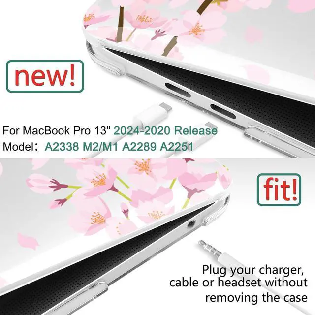 Alt view image 2 of 5 - DONGKE Compatible with MacBook Pro 13 inch Case 2024 2023-2020 Release A2338 M2/M1 A2251 A2289 with Retina Display & Touch ID, Plastic Hard Shell & Keyboard Cover & Screen Film - Flower Blossoms