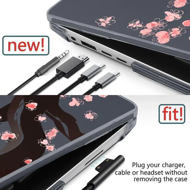 Alt view image 3 of 5 - DONGKE Case for Microsoft Surface Laptop (2024), Windows 11 Copilot+ PC, 13.8 Inch Touchscreen Display, Protective Plastic Hard Shell Case with Keyboard Cover & Screen Protector - Cherry Blossom