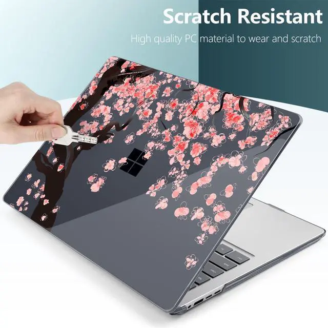 Alt view image 4 of 5 - DONGKE Case for Microsoft Surface Laptop (2024), Windows 11 Copilot+ PC, 13.8 Inch Touchscreen Display, Protective Plastic Hard Shell Case with Keyboard Cover & Screen Protector - Cherry Blossom