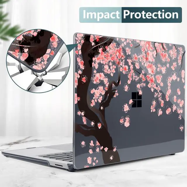 Alt view image 5 of 5 - DONGKE Case for Microsoft Surface Laptop (2024), Windows 11 Copilot+ PC, 13.8 Inch Touchscreen Display, Protective Plastic Hard Shell Case with Keyboard Cover & Screen Protector - Cherry Blossom