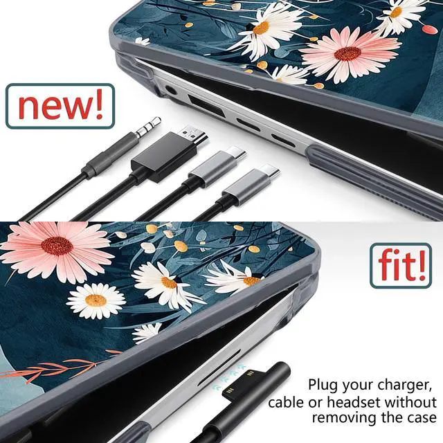 Alt view image 3 of 5 - DONGKE Case for Microsoft Surface Laptop (2024), Windows 11 Copilot+ PC, 13.8 Inch Touchscreen Display, Protective Plastic Hard Shell Case with Keyboard Cover & Screen Protector - Sun & Daisies