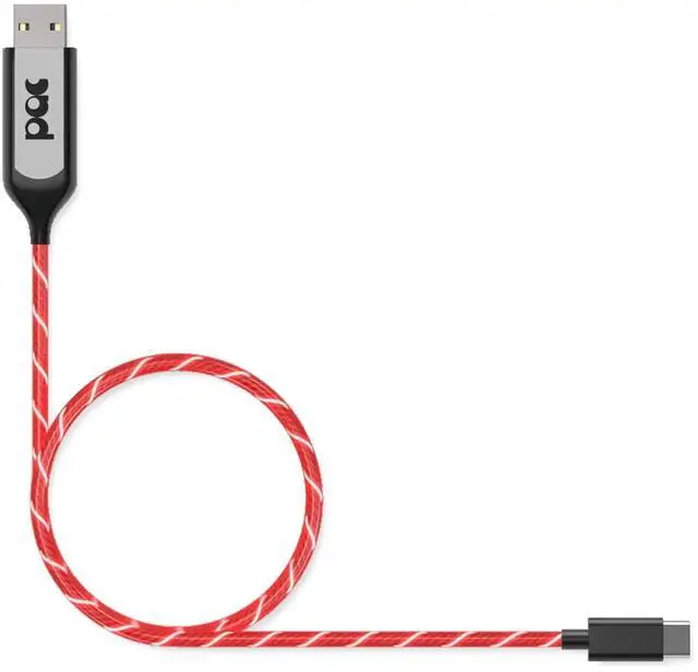 Alt view image 2 of 5 - Statik PowerAware 224/110V Light Up Charger Cord USB | USB to USB C Cable & LED Charging Cable | Light Up Charging Cable | Light Up Phone Charger Cord | Red, 3FT/1M