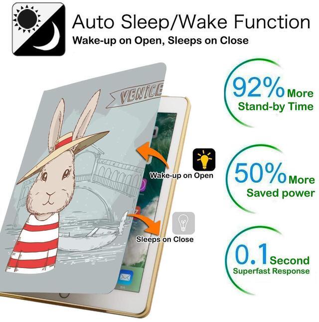 Alt view image 3 of 5 - DuraSafe Cases for iPad 7.9 Inch Mini 4th [ Mini 2015 4 Gen ] MK6K2LL/A MK6J2LL/A MK6L2LL/A MK9J2LL/A MK9H2LL/A MK9G2LL/A Ultra Slim Printed Smart PU Leather Flip Folio Book Cover - Bunny Hat