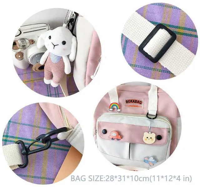 Alt view image 4 of 5 - Cute Bags Kawaii Backpack Messenger Bag For School,Aesthetic Backpacks Multifunction Laptop Japanese Ita for Teen Girls Kids Lunch Totes