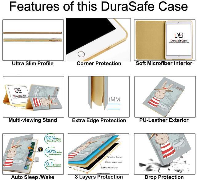 Alt view image 4 of 5 - DuraSafe Cases for iPad 7.9 Inch Mini 4th [ Mini 2015 4 Gen ] MK6K2LL/A MK6J2LL/A MK6L2LL/A MK9J2LL/A MK9H2LL/A MK9G2LL/A Ultra Slim Printed Smart PU Leather Flip Folio Book Cover - Bunny Hat