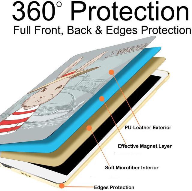 Alt view image 5 of 5 - DuraSafe Cases for iPad 7.9 Inch Mini 4th [ Mini 2015 4 Gen ] MK6K2LL/A MK6J2LL/A MK6L2LL/A MK9J2LL/A MK9H2LL/A MK9G2LL/A Ultra Slim Printed Smart PU Leather Flip Folio Book Cover - Bunny Hat