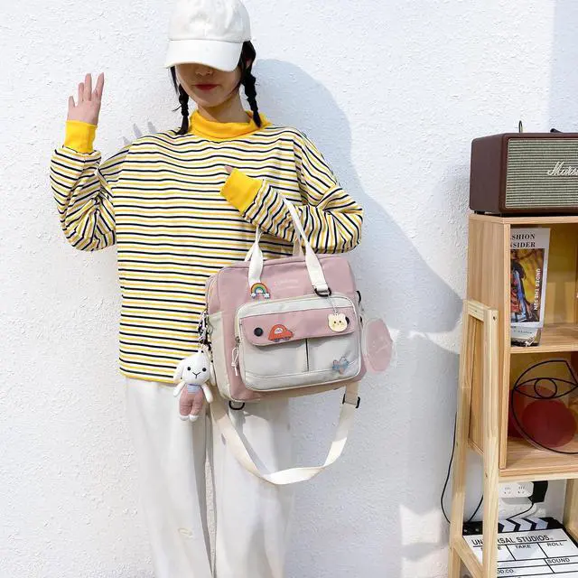 Alt view image 2 of 5 - Cute Bags Kawaii Backpack Messenger Bag For School,Aesthetic Backpacks Multifunction Laptop Japanese Ita for Teen Girls Kids Lunch Totes