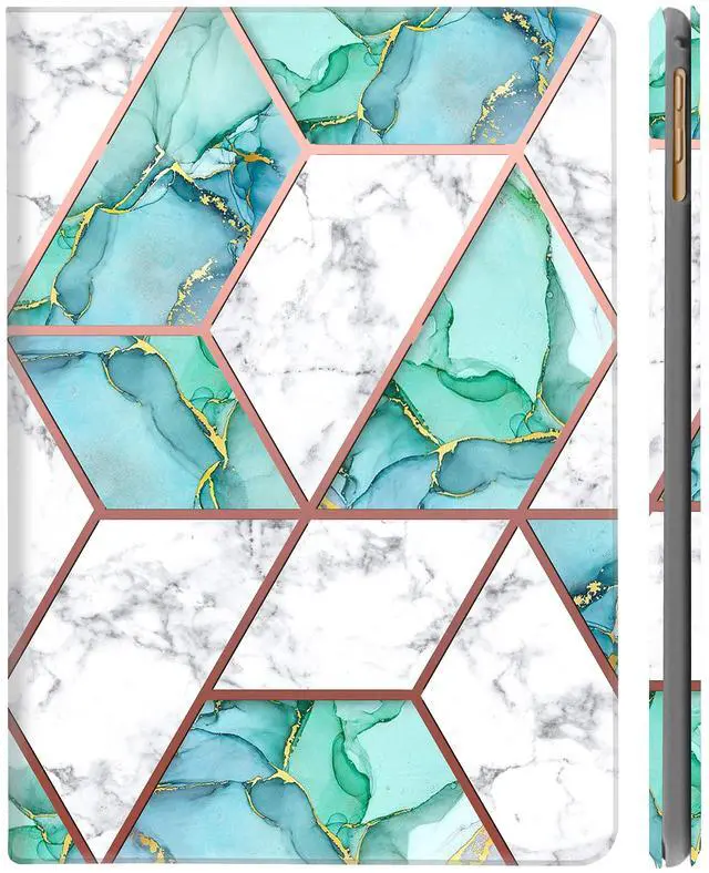 Main image of DuraSafe Cases for iPad 7.9 Inch Mini 4th [ Mini 2015 4 Gen ] MK6K2LL/A MK6J2LL/A MK6L2LL/A MK9J2LL/A MK9H2LL/A MK9G2LL/A Ultra Slim Printed Smart PU Leather Flip Folio Book Cover - Marble Green