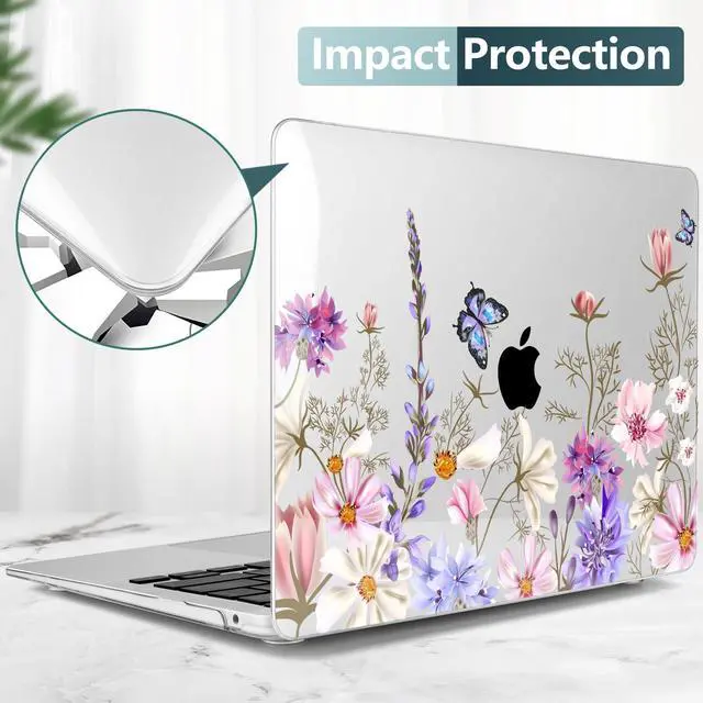 Alt view image 5 of 5 - DONGKE Compatible with MacBook Air 13 inch Case 2021 2020 2019 2018 Release A2337 M1 A2179 A1932 with Retina Display & Touch ID, Plastic Hard Shell & Keyboard Cover - Butterfly Florals