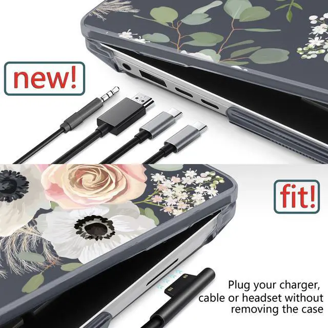 Alt view image 3 of 5 - DONGKE Case for Microsoft Surface Laptop 2024, Windows 11 Copilot+ PC, 13.8 Inch Touchscreen Display, Protective Plastic Hard Shell Case with Keyboard Cover & Screen Protector - Dried Flowers