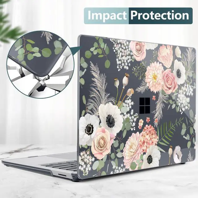 Alt view image 5 of 5 - DONGKE Case for Microsoft Surface Laptop 2024, Windows 11 Copilot+ PC, 13.8 Inch Touchscreen Display, Protective Plastic Hard Shell Case with Keyboard Cover & Screen Protector - Dried Flowers