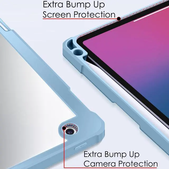 Alt view image 5 of 5 - DuraSafe Cases for iPad 9th 2021 8th 2020 7th 2019 Gen [iPad 9 iPad 8 iPad 7 ] 10.2 Inch A2602 A2270 A2197 MK663LL/A MK673LL/A Rugged TPU Corner PC Transparent Back Case Pencil Holder - Light Blue