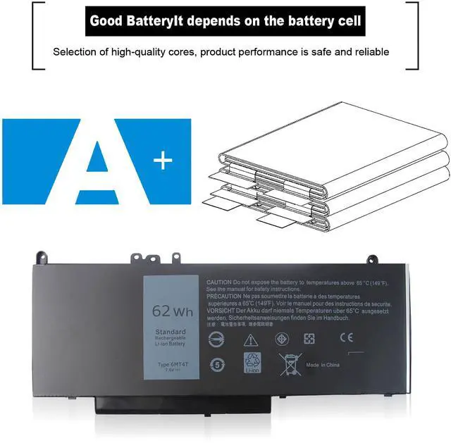 Alt view image 5 of 5 - 62WH 6MT4T E5470 E5570 Replacement Battery Compatible with Dell Latitude 14 5470 E5470 15 5570 E5570 Precision 15 3510 M3510 Series Notebook for 7V69Y TXF9M 79VRK HK6DV 07V69Y Laptop Batteries.