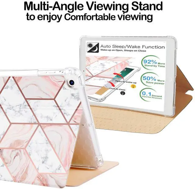 Alt view image 4 of 5 - DuraSafe Cases for iPad 10.2 9th 8th 7th Generation Case A2602 MK2K3LL/A MK2L3LL/A A2604 MK2N3LL/A MK2P3LL/A A2603 A2605 MK6A3LL/A MK693LL/A A2270 MYLC2LL/A A2428 A2429 A2430 A2197 - Marble Pink