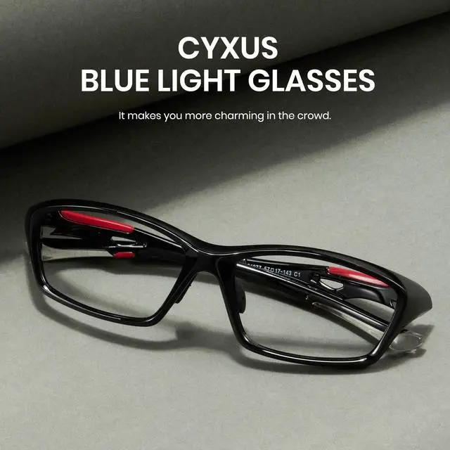 Alt view image 4 of 5 - Cyxus Y2K Blue Light Glasses for Women Men TR Frame UV Blocking Computer Glasses Clear PC Lens Eyewear