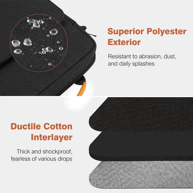 Alt view image 5 of 5 - Dadanism 13 Inch Tablet Sleeve Shoulder Bag with Handle for iPad Pro 13" M4 2024, iPad Air 13", iPad Pro 12.9", Galaxy Tab S10+ Plus/S9 FE+/S9+ Plus 12.4", Remarkable Paper Pro 11.8", Black Gray