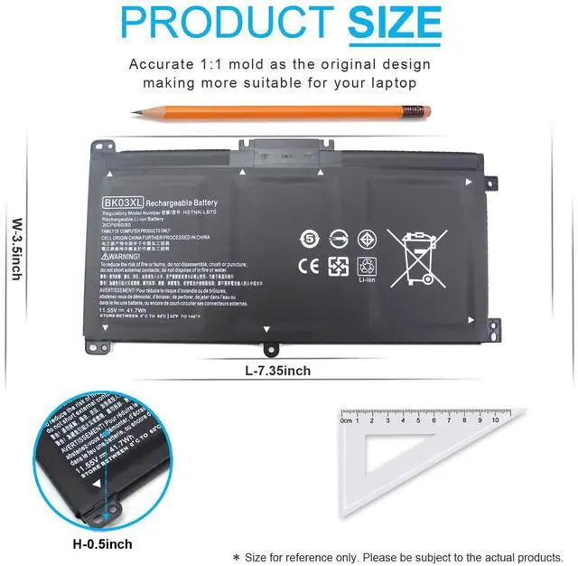 Alt view image 4 of 5 - BK03XL 916811-855 Battery for HP Pavilion X360 14-ba0xx 14-ba1xx 14-ba2xx 14m-ba1xx 14m-ba0xx 14-ba153cl 14-ba253cl 14-ba125cl 14-ba013dx 14-ba175nr 14m-ba114dx 14m-ba011dx 14m-ba013dx 14m-ba015dx