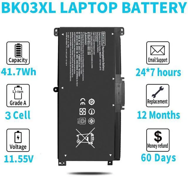 Alt view image 5 of 5 - BK03XL 916811-855 Battery for HP Pavilion X360 14-ba0xx 14-ba1xx 14-ba2xx 14m-ba1xx 14m-ba0xx 14-ba153cl 14-ba253cl 14-ba125cl 14-ba013dx 14-ba175nr 14m-ba114dx 14m-ba011dx 14m-ba013dx 14m-ba015dx