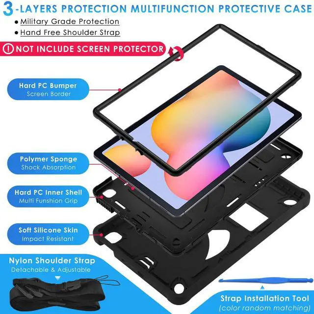 Alt view image 3 of 5 - DETUOSI Kids Case for Samsung Galaxy Tab S6 Lite 10.4" 2024/2022/ 2020 (SM-P620/ P613/ P610) with S Pen Holder & Shoulder Strap,3-Layers Heavy Duty Shockproof Protective Cover for Children (Boys)/Man