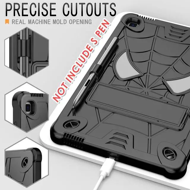 Alt view image 4 of 5 - DETUOSI Kids Case for Samsung Galaxy Tab S6 Lite 10.4" 2024/2022/ 2020 (SM-P620/ P613/ P610) with S Pen Holder & Shoulder Strap,3-Layers Heavy Duty Shockproof Protective Cover for Children (Boys)/Man