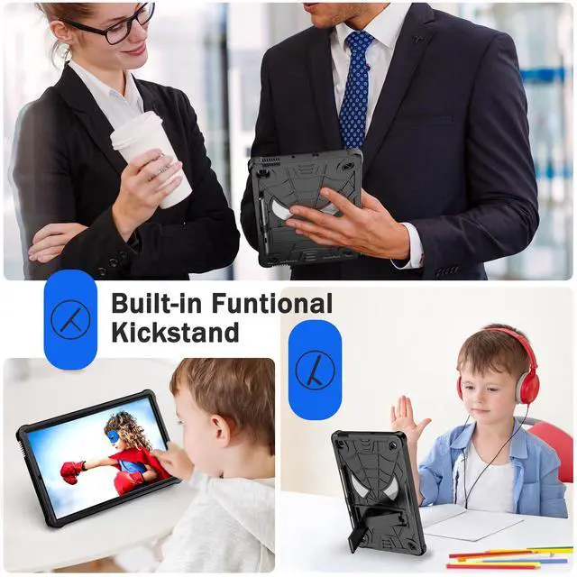 Alt view image 5 of 5 - DETUOSI Kids Case for Samsung Galaxy Tab S6 Lite 10.4" 2024/2022/ 2020 (SM-P620/ P613/ P610) with S Pen Holder & Shoulder Strap,3-Layers Heavy Duty Shockproof Protective Cover for Children (Boys)/Man