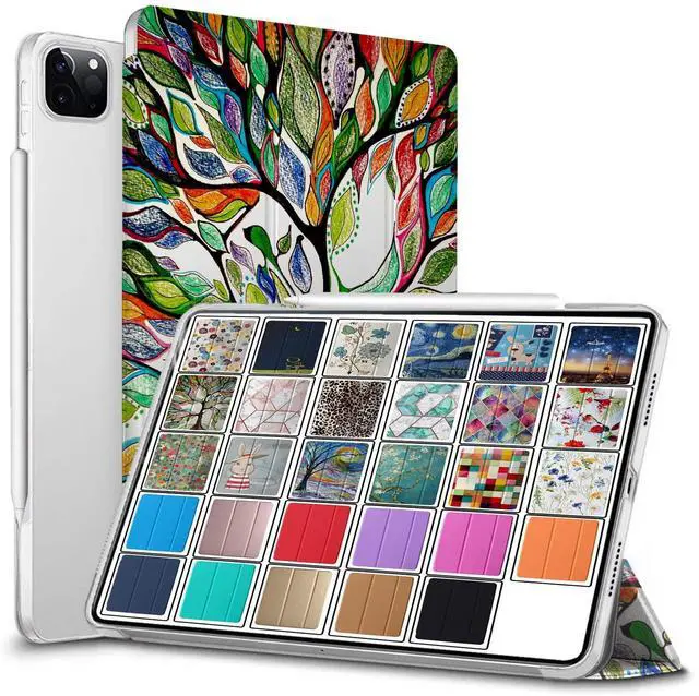 Main image of DuraSafe Cases for iPad PRO 12.9 Inch 2020 4th Generation [ Pro 12.9 4 ] A2229 A2069 MY3K2LL/A MY3J2LL/A MY2H2LL/A Printed Lightweight PC Dual Angle Stand Clear Flip Back Cover - Olivia Tree