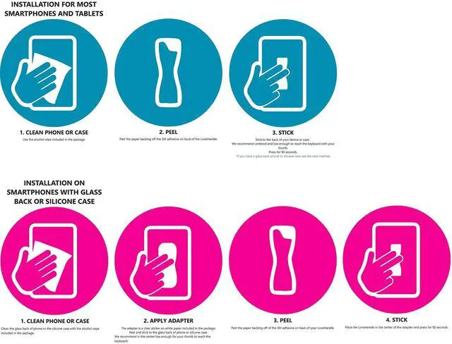 Alt view image 4 of 5 - LOVEHANDLE Tablet/XL Grip for Most Tablets and Large Smartphones, Black and Mauve Rose Elastic Strap Finger Grip with Black Base (LHT-01-BLK-ROSE, Pack of 2)