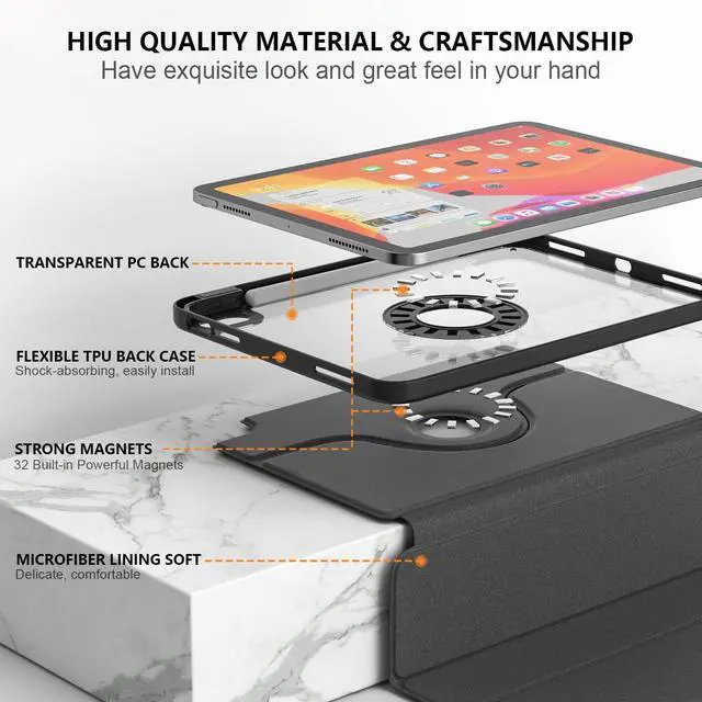 Alt view image 2 of 5 - DINGGUAGUA Case for iPad (A16) 11th Generation 11 Inch 2025, iPad 10th Generation 10.9 Inch 2022 with Built-in Pencil Holder Cover with Detachable Clear Back Shell, Auto Wake/Sleep,Galaxy